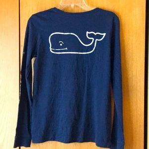 Vineyard Vines XS unisex navy blue LS pocket whale logo tee soft cotton t shirt